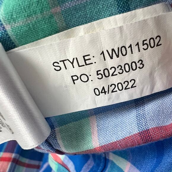 Vineyard Vines Big Blue Plaid Stretch Button Down Shirt Blue Men's 4XB Big - Picture 7 of 8